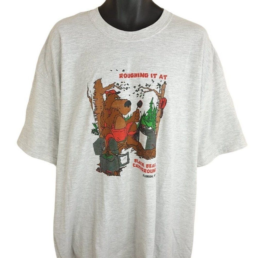 Black Bear Campground T Shirt Vintage Y2K Camping Florida New York Mens Size 2XL